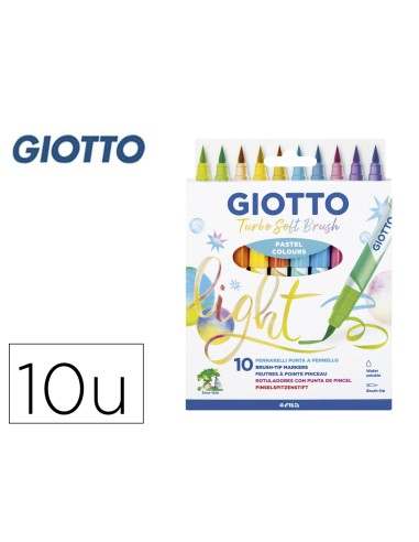 Rotulador giotto turbo soft brush pastel punta de pincel caja de 10 unidades colores surtidos