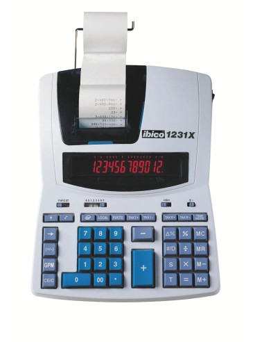 Calculadora ibico 1231x impresora pantalla lcd papel 57 mm 12 digitos 2 colores impresion bicolor blanco azul