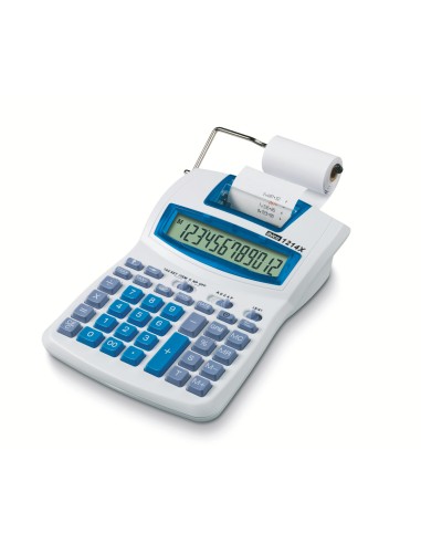Calculadora ibico 1214x impresora pantalla lcd papel 57 mm 12 digitos impresion bicolor blanco azul