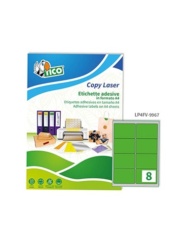 Etiqueta adhesiva tico verde fluor permanente certificado fsc laser inkjet fotocopia 991x677 mm caja de 560