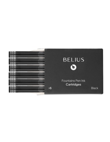 Tinta estilografica belius negro caja 6 cartuchos