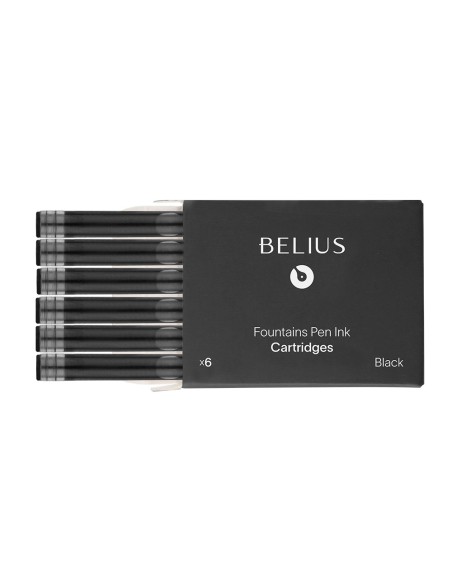 Tinta estilografica belius negro caja 6 cartuchos