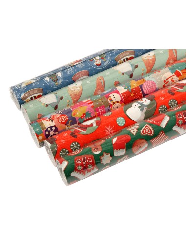 Papel de regalo liderpapel navidad rollo ancho 70 cm longitud 2 mt gramaje 60 gr disenos surtidos