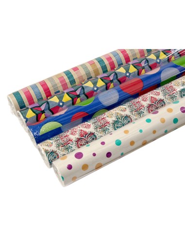 Papel de regalo liderpapel todo ano rollo ancho 70 cm longitud 2 mt gramaje 60 gr disenos surtidos