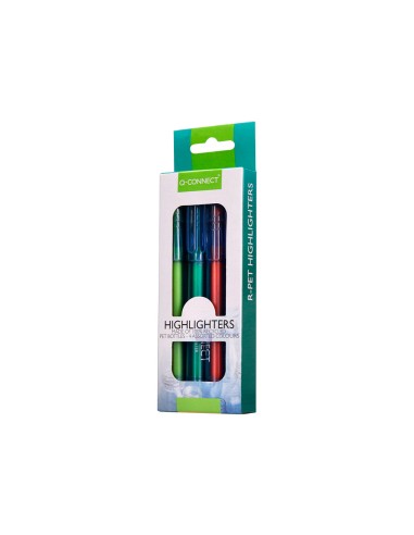 Rotulador q connect fluorescente punta biselada fabricado en pet reciclado bolsa de 4 unidades colores