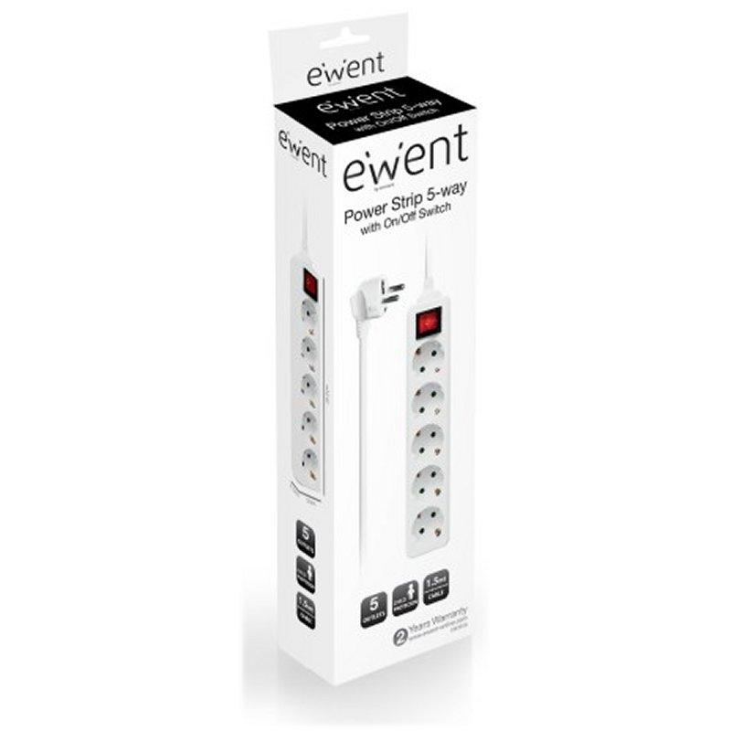 EWENT EW3916  Regleta 5 Tomas / 1 interruptor 1.5m