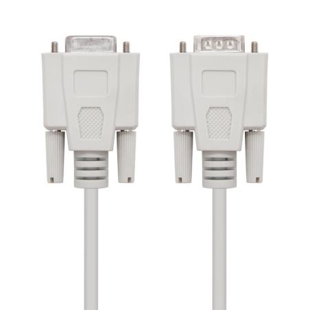 Nanocable Cable Serie RS232, DB9 M-H, Beige, 1.8m