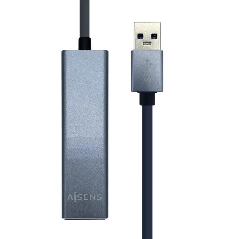 Aisens Conversor USB 3.0 Ethernet + 3 usb3.0 gris