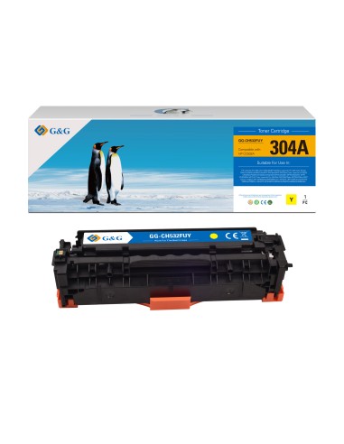 G&G HP CC532A/CE412A/CF382A Amarillo Cartucho de Toner Generico - Reemplaza 304A/305A/312A