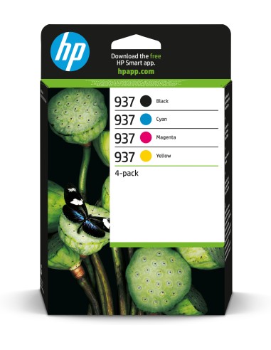 HP 937 Pack de 4 Cartuchos de Tinta Original Negro, Amarillo, Magenta y Cyan - 6C400NE