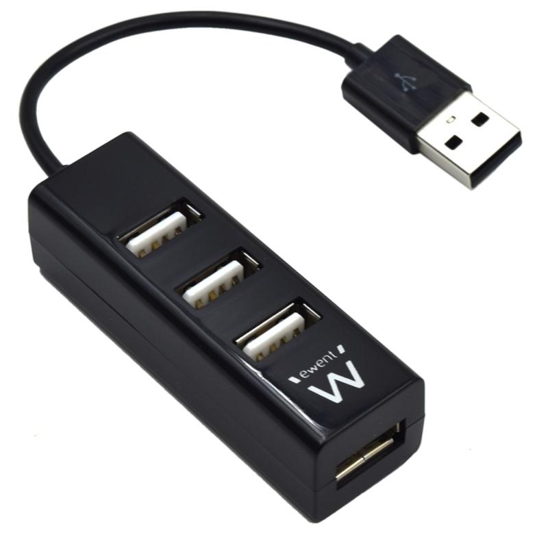 Ewent EW1123 MINI-HUB USB 4 Puertos Negro