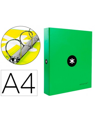 Carpeta 4 anillas 40 mm mixtas liderpapel antartik a4 forrada color verde