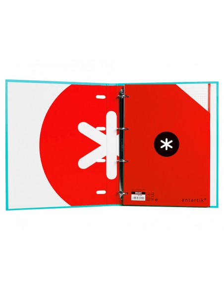 Carpeta con recambio liderpapel antartik a4 cuadro 5 mm forrada 4 anillas 25mm color turquesa