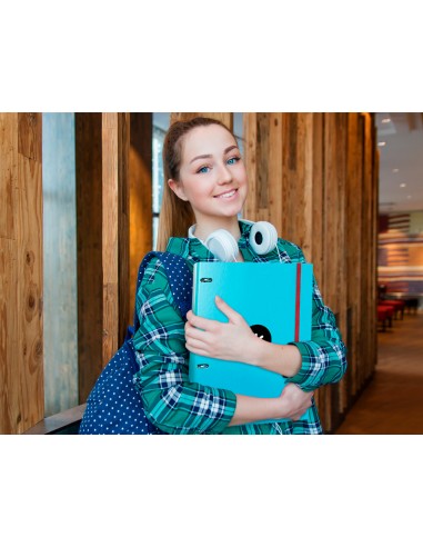 Carpeta con recambio liderpapel antartik a4 cuadro 5 mm forrada 4 anillas 25mm color turquesa