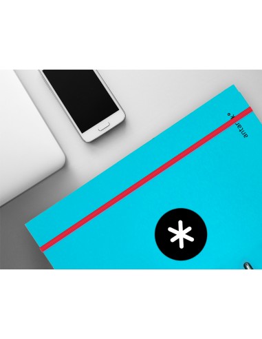 Carpeta con recambio liderpapel antartik a4 cuadro 5 mm forrada 4 anillas 25mm color turquesa