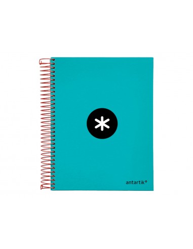 Cuaderno espiral liderpapel a5 micro antartik tapa forrada 120h 100 gr horizontal 5 bandas 6 taladros color turquesa