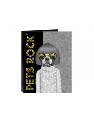 Carpeta carton folio 4 anillas mixtas pets rock spots 265x330 mm