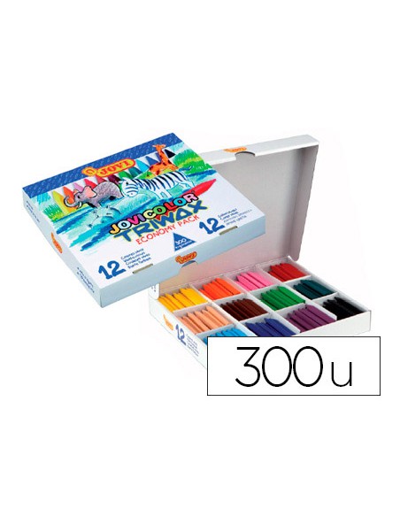 Lapices cera jovicolor triwax caja de 300 unidades 12 colores surtidos