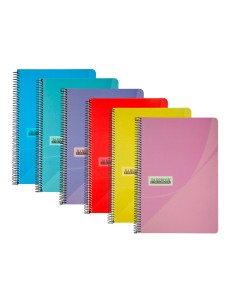 Cuaderno espiral papercop folio tapa extradura 80 hojas pauta 5 25 mm con margen 70 gr colores surtidos