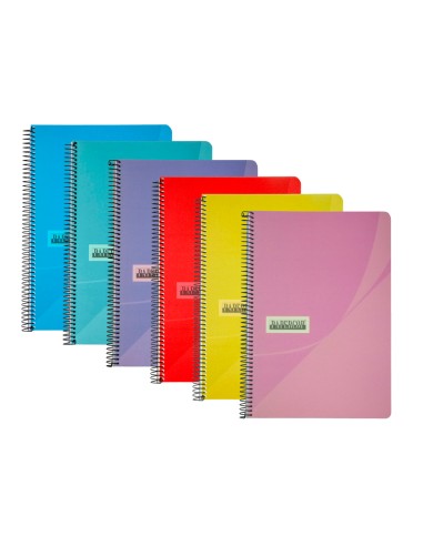 Cuaderno espiral papercop folio tapa extradura 80 hojas pauta 5 25 mm con margen 70 gr colores surtidos