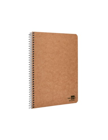 Cuaderno espiral liderpapel cuarto ecouse tapa cartulina kraft 80h papel reciclado 80 grcuadro 4mm