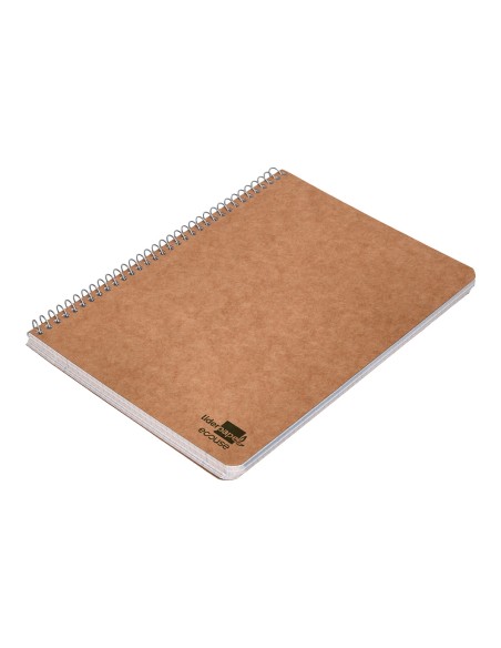 Cuaderno espiral liderpapel cuarto ecouse tapa cartulina kraft 80h papel reciclado 80 grcuadro 4mm