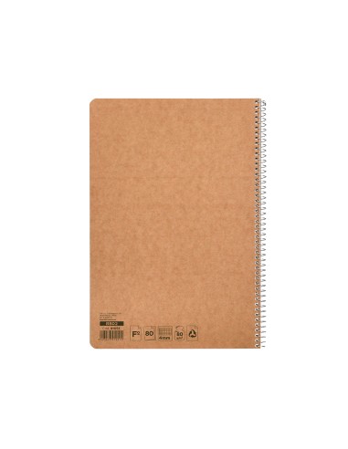 Cuaderno espiral liderpapel folio ecouse tapa cartulina kraft 80h papel reciclado 80 gr cuadro 4mm con margen