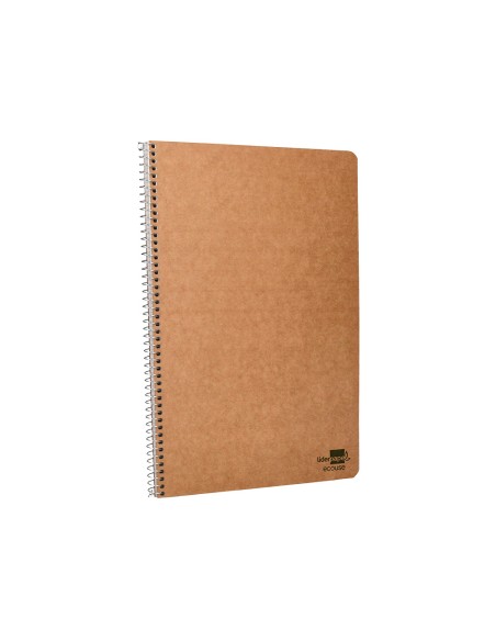 Cuaderno espiral liderpapel folio ecouse tapa cartulina kraft 80h papel reciclado 80 gr cuadro 4mm con margen