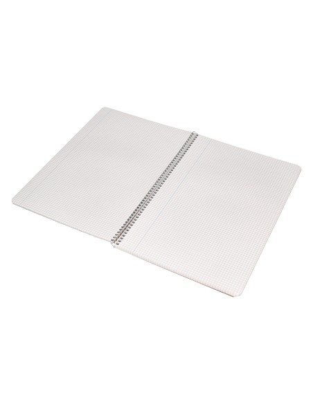 Cuaderno espiral liderpapel folio ecouse tapa cartulina kraft 80h papel reciclado 80 gr cuadro 4mm con margen