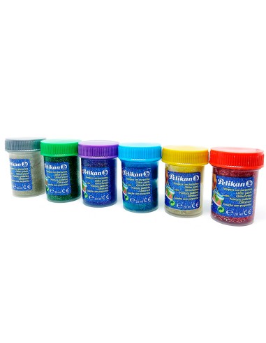 Tempera pelikan glitter 20 ml 942 20s caja 6 colores surtidos pincel