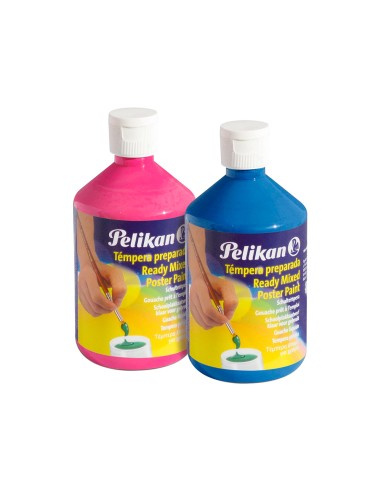 Tempera pelikan escolar 500 ml especial colegio pack 6 botellas colores surtidos