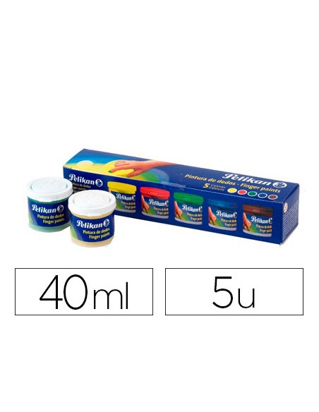 Pintura a dedos pelikan 40 ml cd 40s caja de 5 colores surtidos