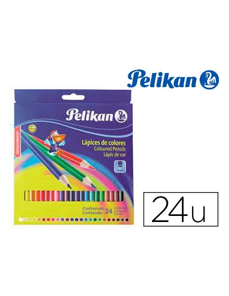 Lapices de colores pelikan hexagonales caja de 24 colores surtidos