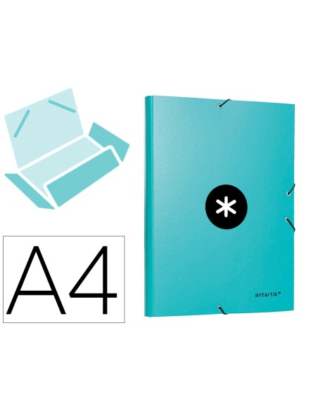 Carpeta antartik gomas a4 3 solapas carton forrado color menta