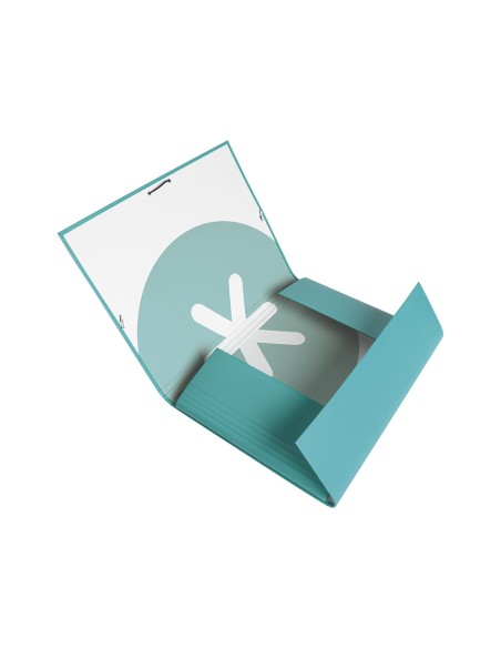 Carpeta antartik gomas a4 3 solapas carton forrado color menta