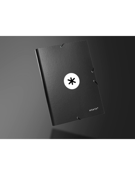 Carpeta antartik gomas a4 3 solapas carton forrado color negro