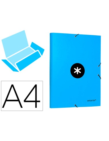 Carpeta antartik gomas a4 3 solapas carton forrado color azul