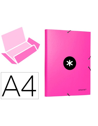 Carpeta antartik gomas a4 3 solapas carton forrado color rosa