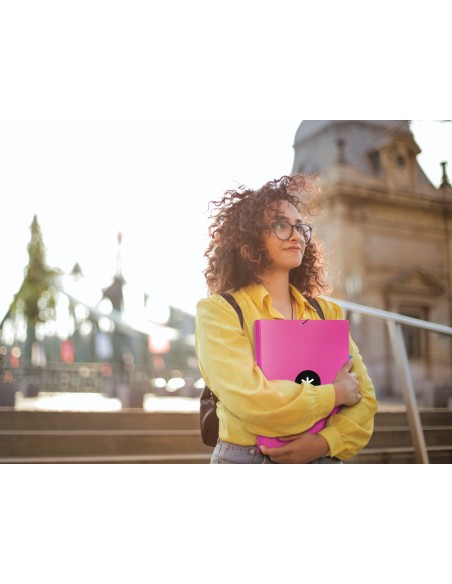 Carpeta antartik gomas a4 3 solapas carton forrado color rosa