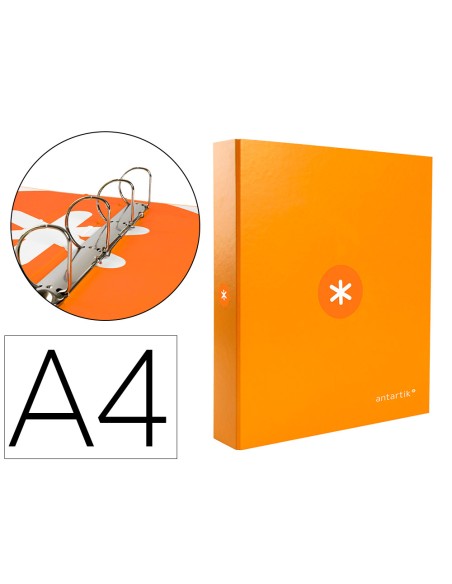 Carpeta 4 anillas 40 mm mixtas antartik a4 forrada color mostaza