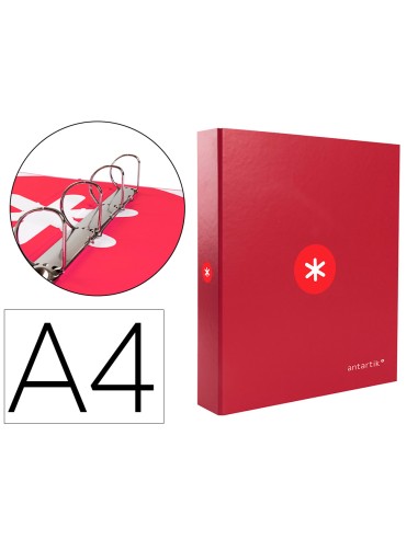 Carpeta 4 anillas 40 mm mixtas antartik a4 forrada color frambuesa