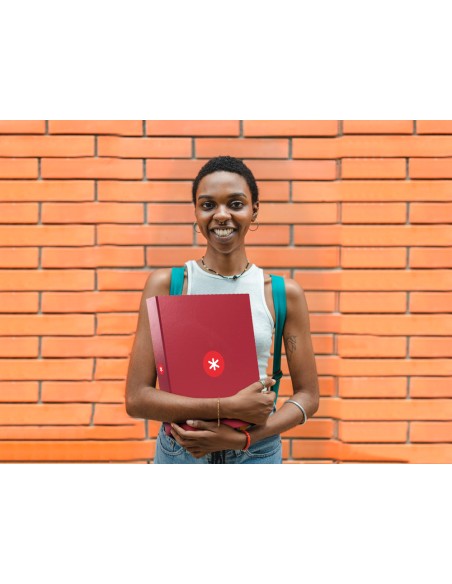 Carpeta 4 anillas 40 mm mixtas antartik a4 forrada color frambuesa