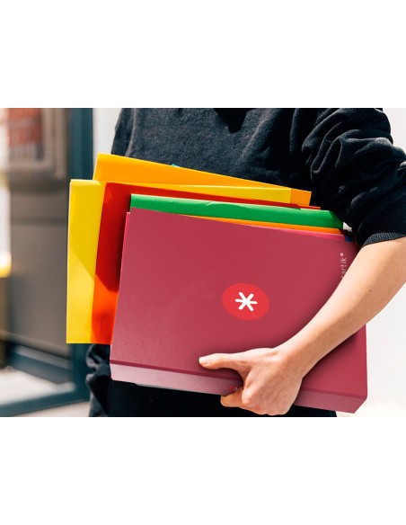 Carpeta 4 anillas 40 mm mixtas antartik a4 forrada color frambuesa