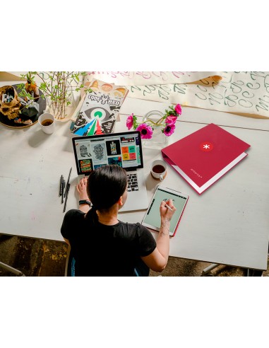 Carpeta 4 anillas 40 mm mixtas antartik a4 forrada color frambuesa