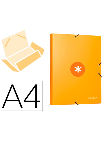 Carpeta antartik gomas a4 3 solapas carton forrado color mostaza