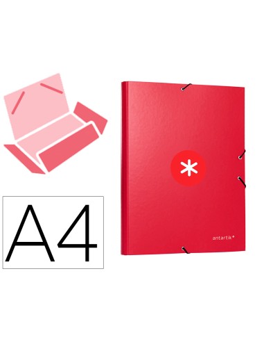 Carpeta antartik gomas a4 3 solapas carton forrado color frambuesa