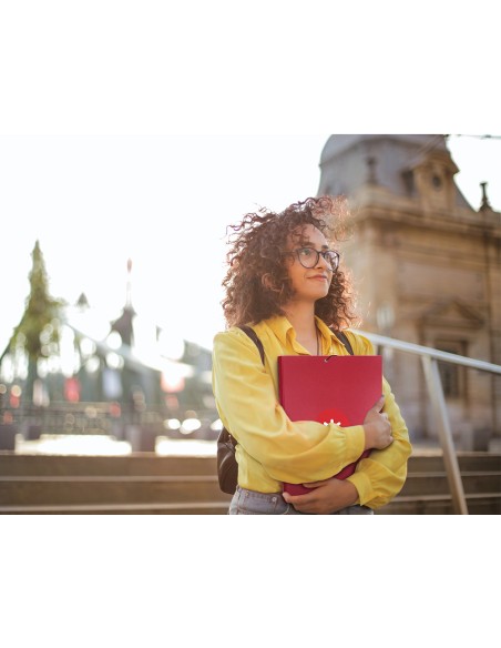 Carpeta antartik gomas a4 3 solapas carton forrado color frambuesa