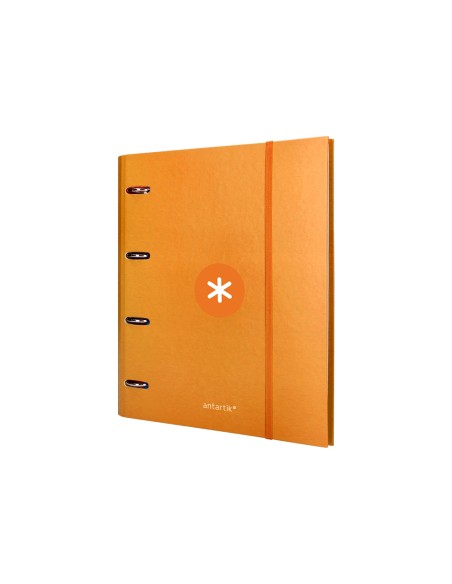Carpeta con recambio antartik a4 cuadro 5mm forrada 4 anillas 40mm redondas color mostaza
