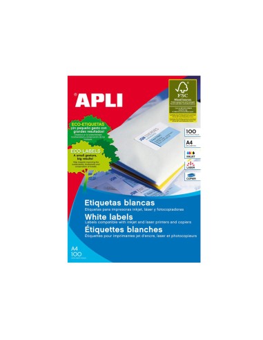 Etiqueta adhesiva apli 1295 tamano 70x508 mm fotocopiadora laser ink jet caja con 100 hojas din a4