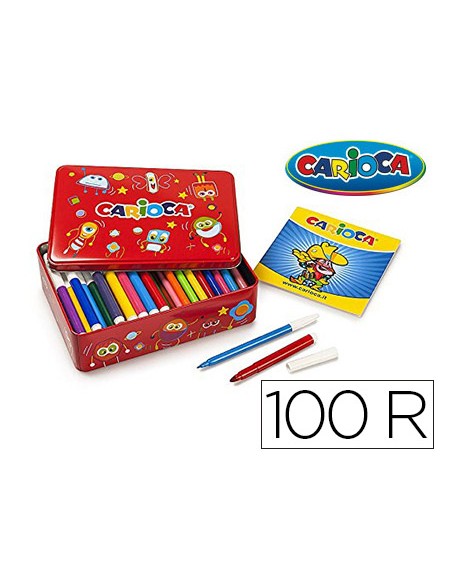 Rotulador carioca color kit caja metalica de 100 unidades surtidas album colorear